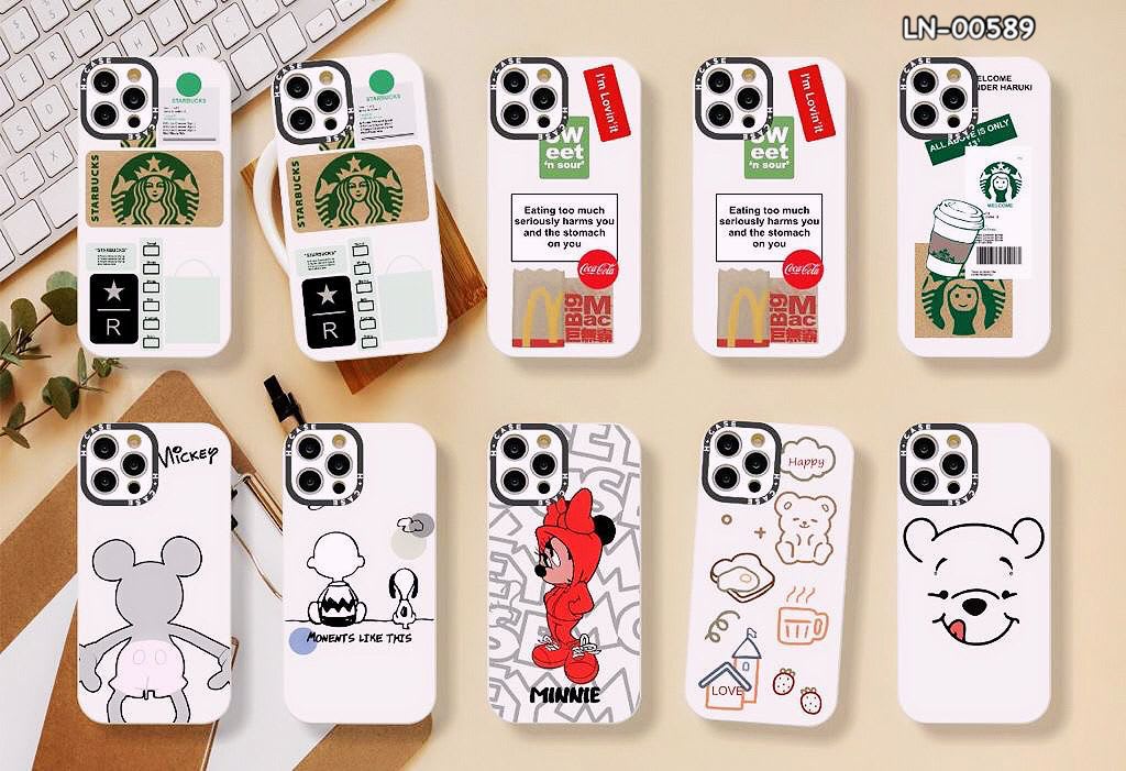 SOFTCASE PREMIUM WHITE MIX MOTIF MICKEY & STARBUCKS PC di qeong.com