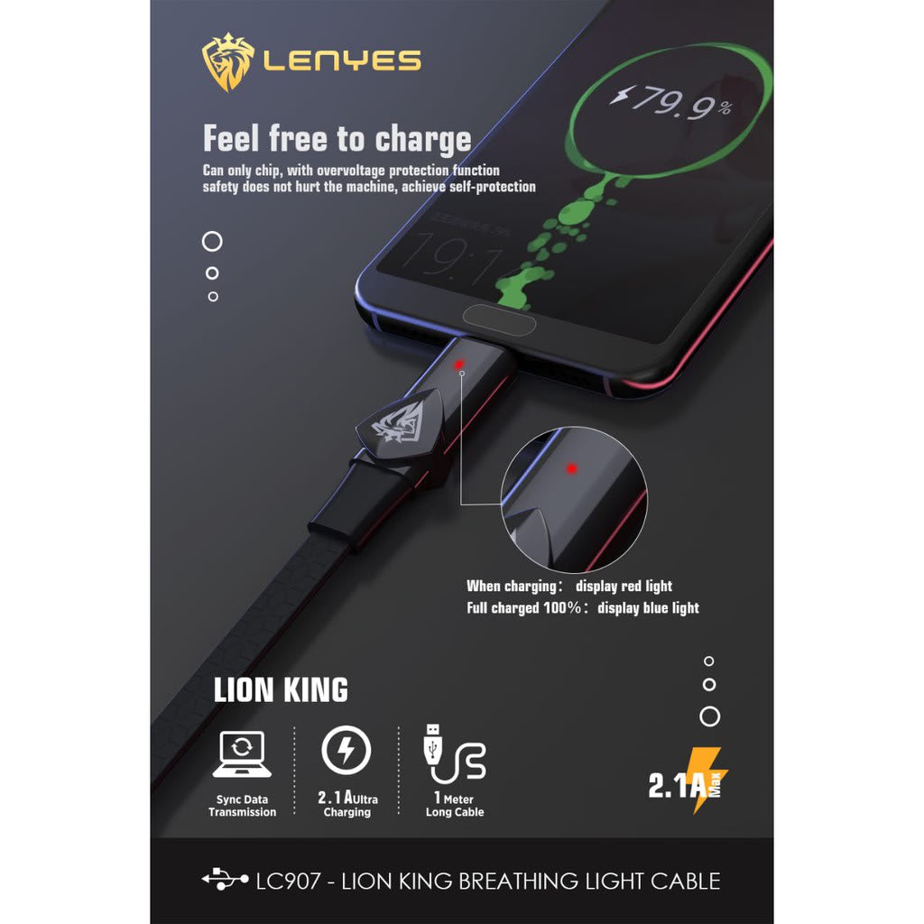 KABEL DATA LENYES LC-907i 2.1A FAST CHARGING di qeong.com