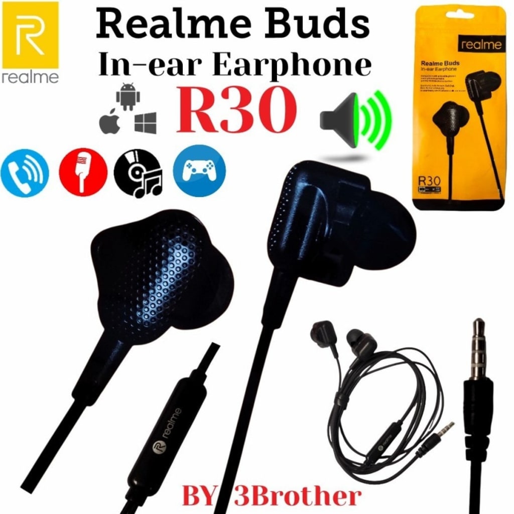 Hf Headset R30 Realme Buds In-ear Earphone Stereo Bass di qeong.com