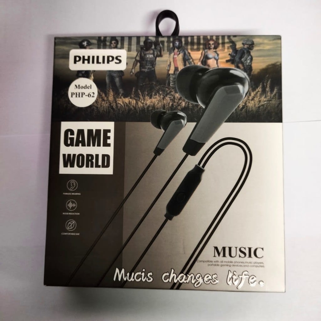 Hf Headset PHILIPS PHP-62 Earphones HI-RES Audio Stereo ExtraBass+ di qeong.com