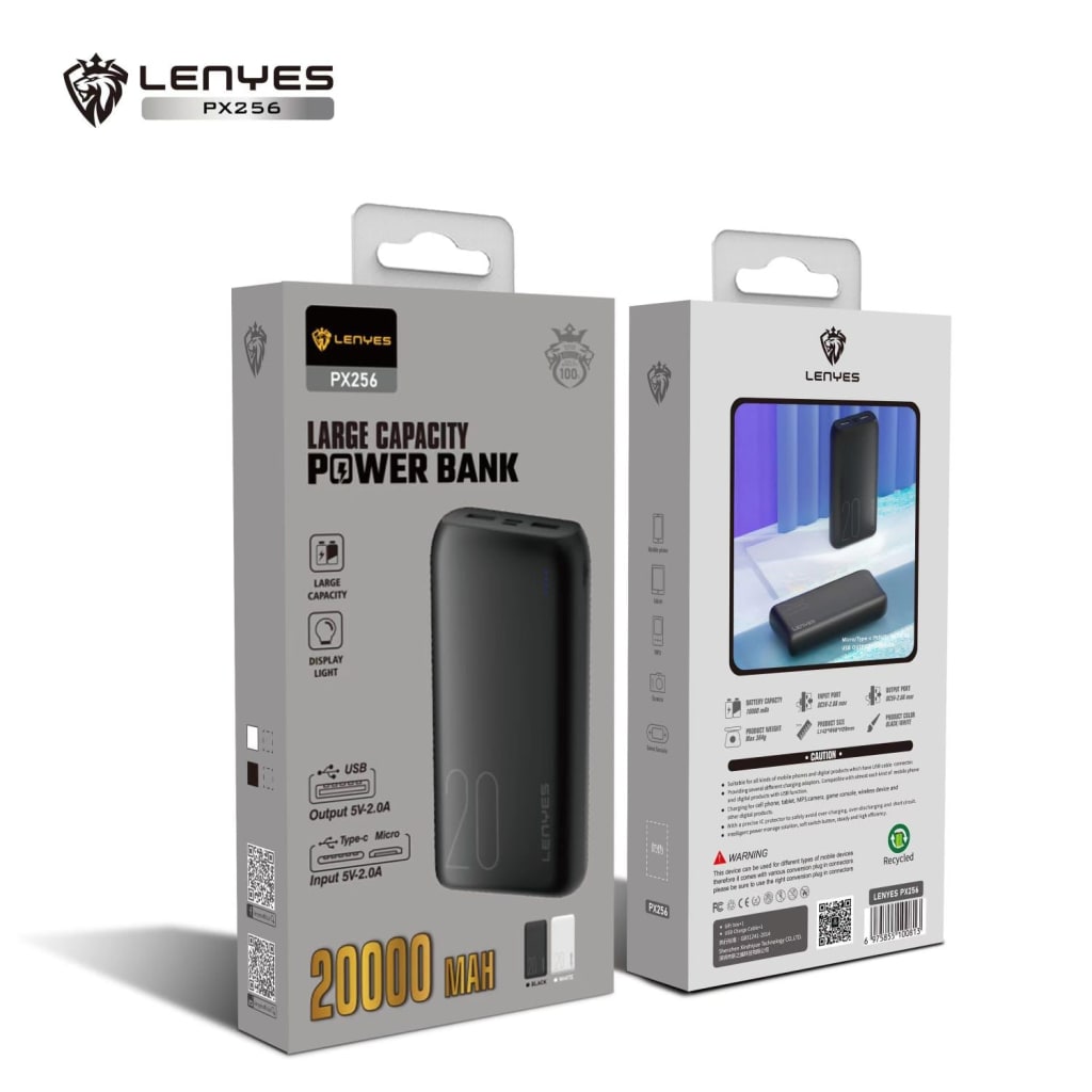 POWER BANK LENYES PX-256 20.000 MAH di qeong.com