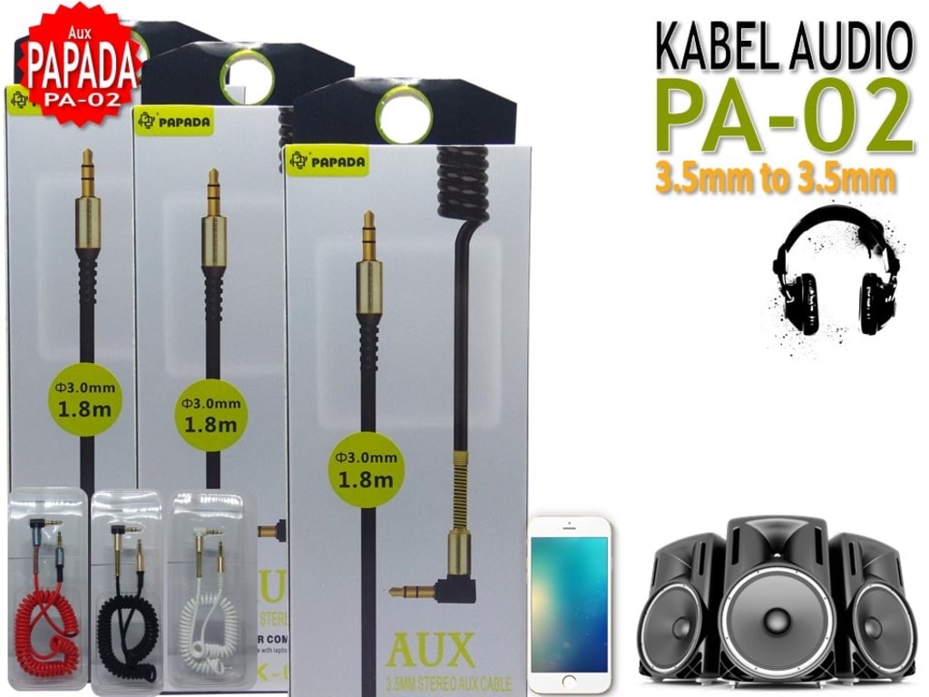 KABEL DATA AUX PAPADA PA-UX02 3.5MM di qeong.com