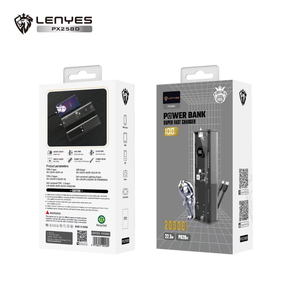 POWER BANK LENYES PX-258D 20.000 MAH di qeong.com