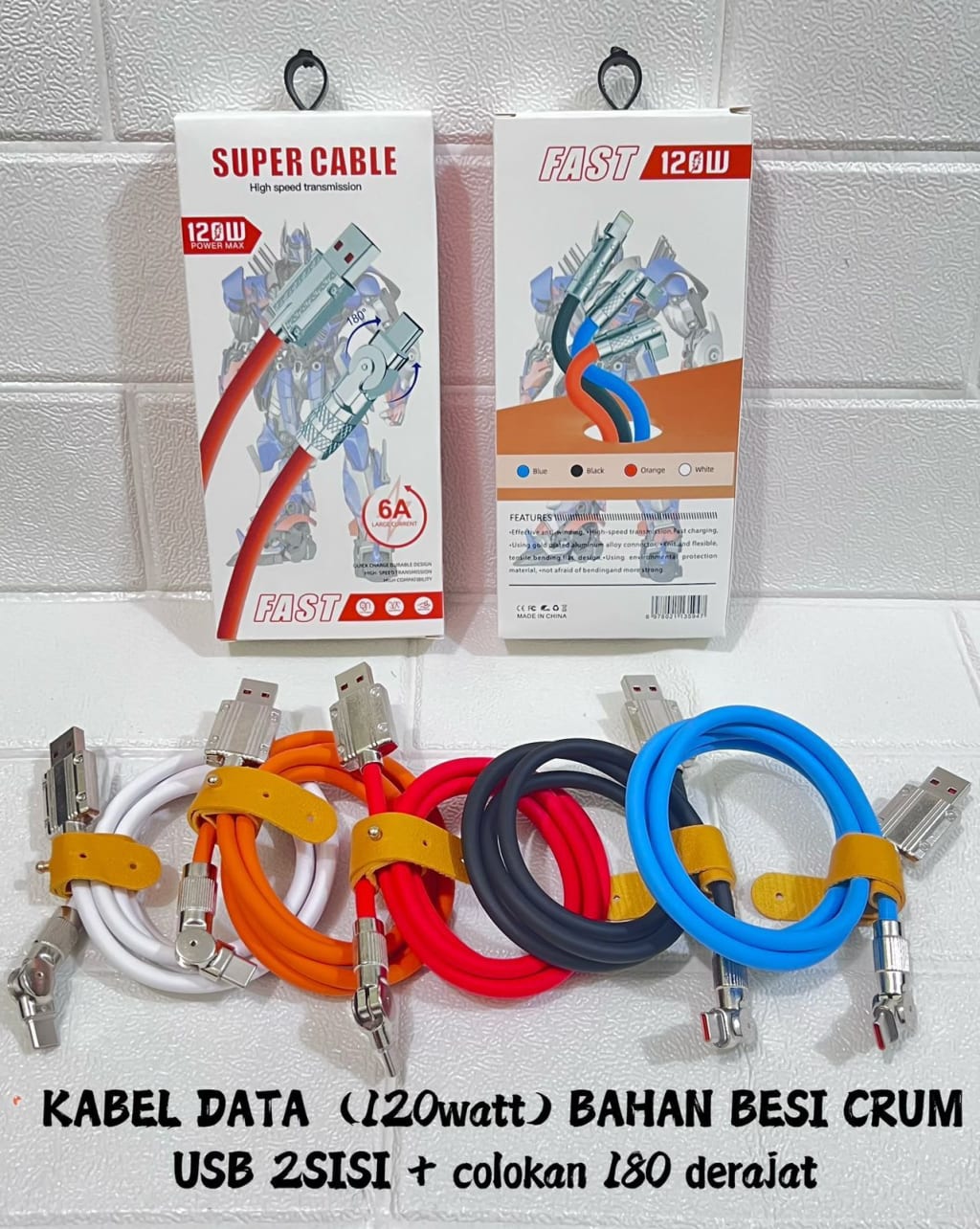 KABEL DATA METAL BESI USB 2 SISI 120W di qeong.com