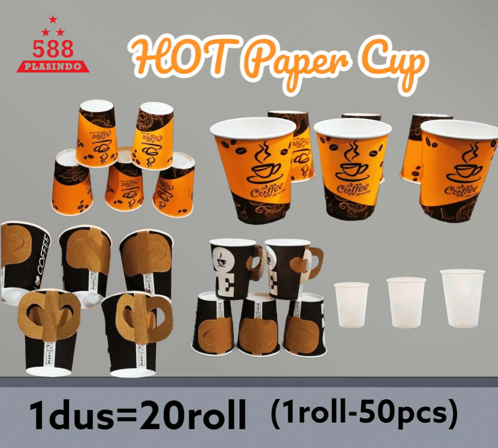 paper cup HOT- polos -  motif  - gagang/Tangkai di qeong.com