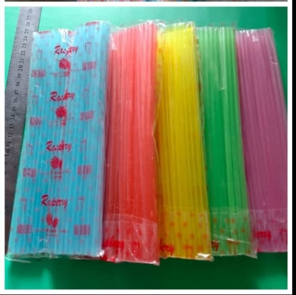 Sedotan  plastik sablon merek raspberry di qeong.com