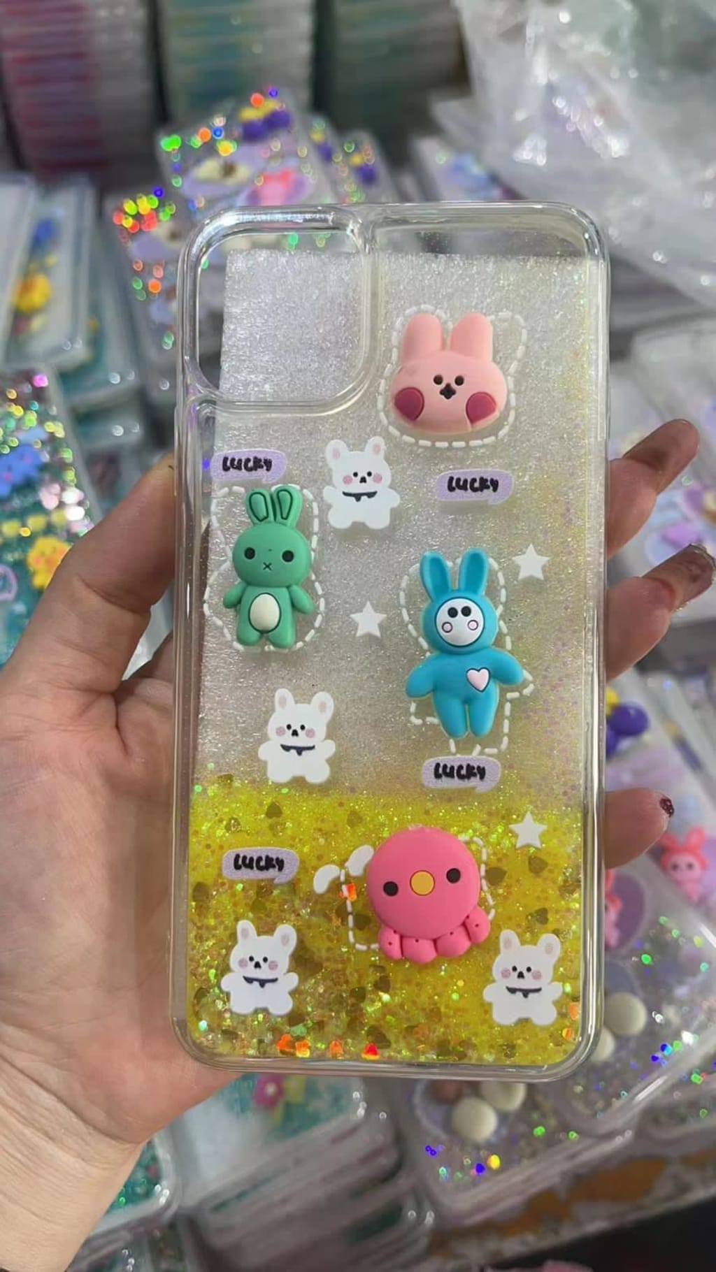 SOFTCASE CLEAR WATER GLITTER 3D DOLL di qeong.com