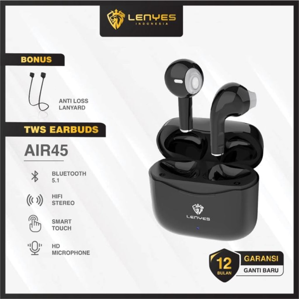 HEADSET BLUETOOTH TWS LENYES AIR 45 di qeong.com