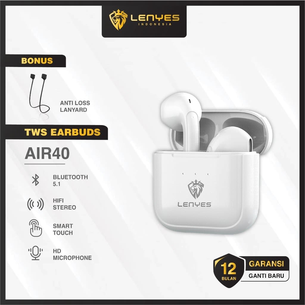 HEADSET BLUETOOTH TWS LENYES AIR 40 di qeong.com