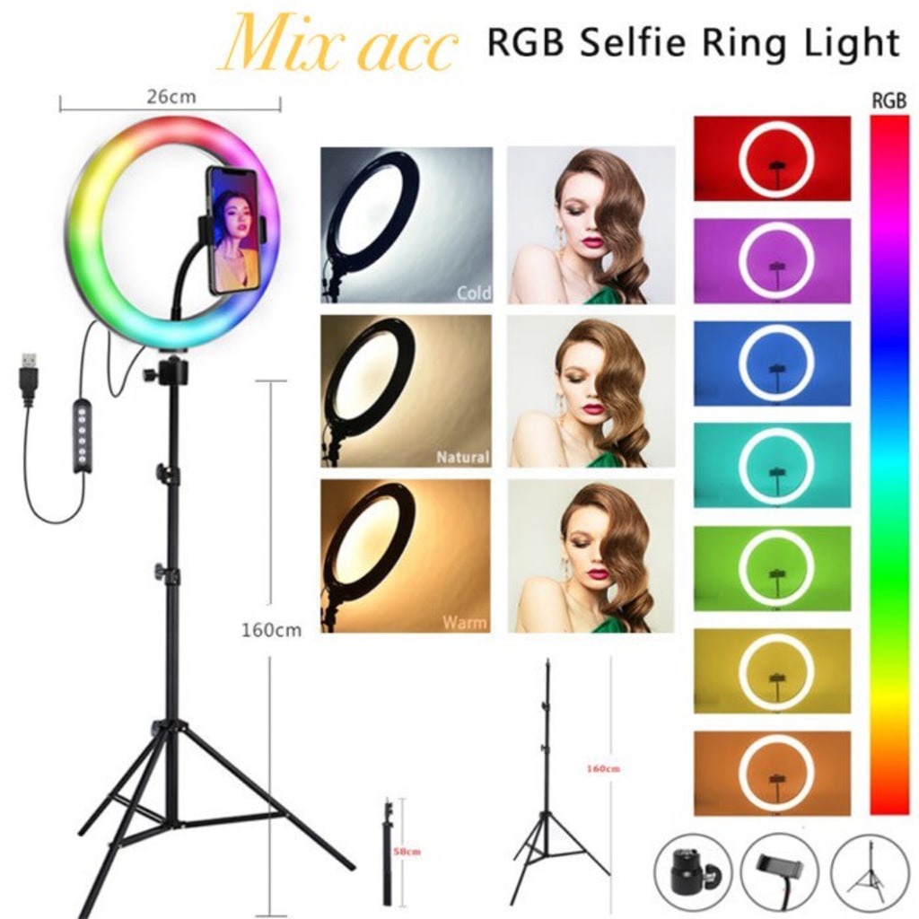 RINGLIGHT RAINBOW RGB + TRIPOD 2.1M di qeong.com