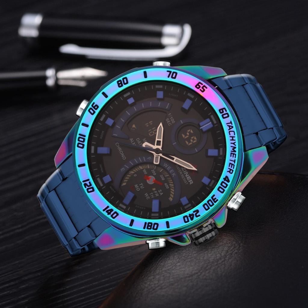 JAM TANGAN PRIA DZINER 8293 DOUBLE TIME WATER RESISTANT 30M di qeong.com