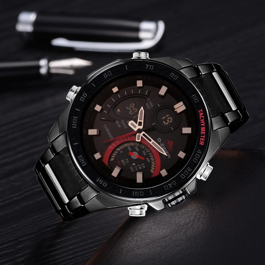 JAM TANGAN PRIA DZINER 8293 DOUBLE TIME WATER RESISTANT 30M di qeong.com