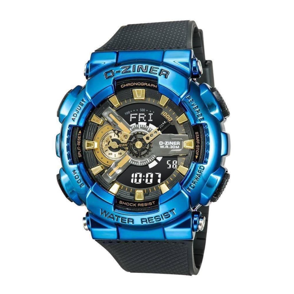 JAM TANGAN PRIA DZINER 8295 DOUBLE TIME WATER RESISTANT 30M di qeong.com