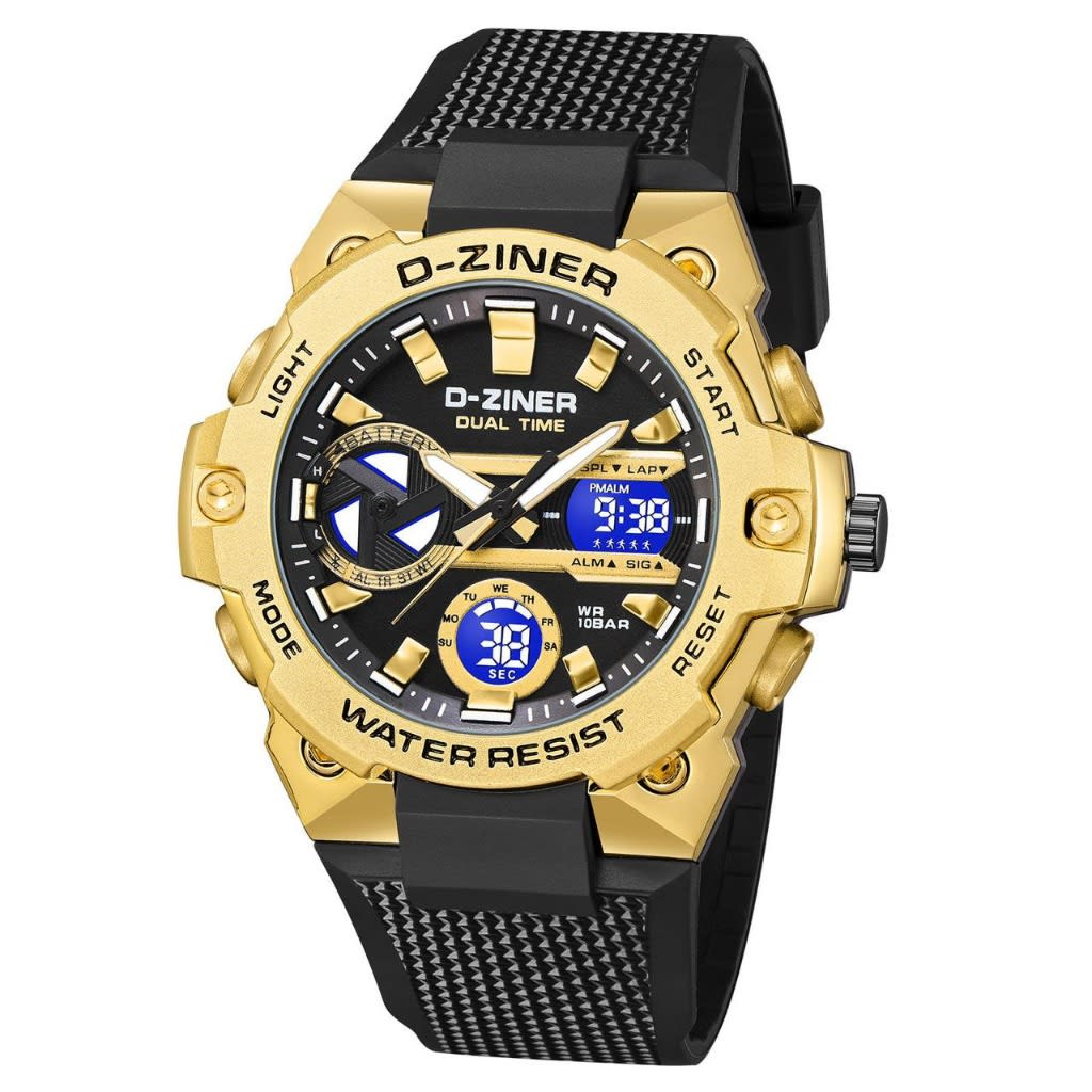 JAM TANGAN PRIA DZINER 8302 DOUBLE TIME WATER RESISTANT 30M di qeong.com