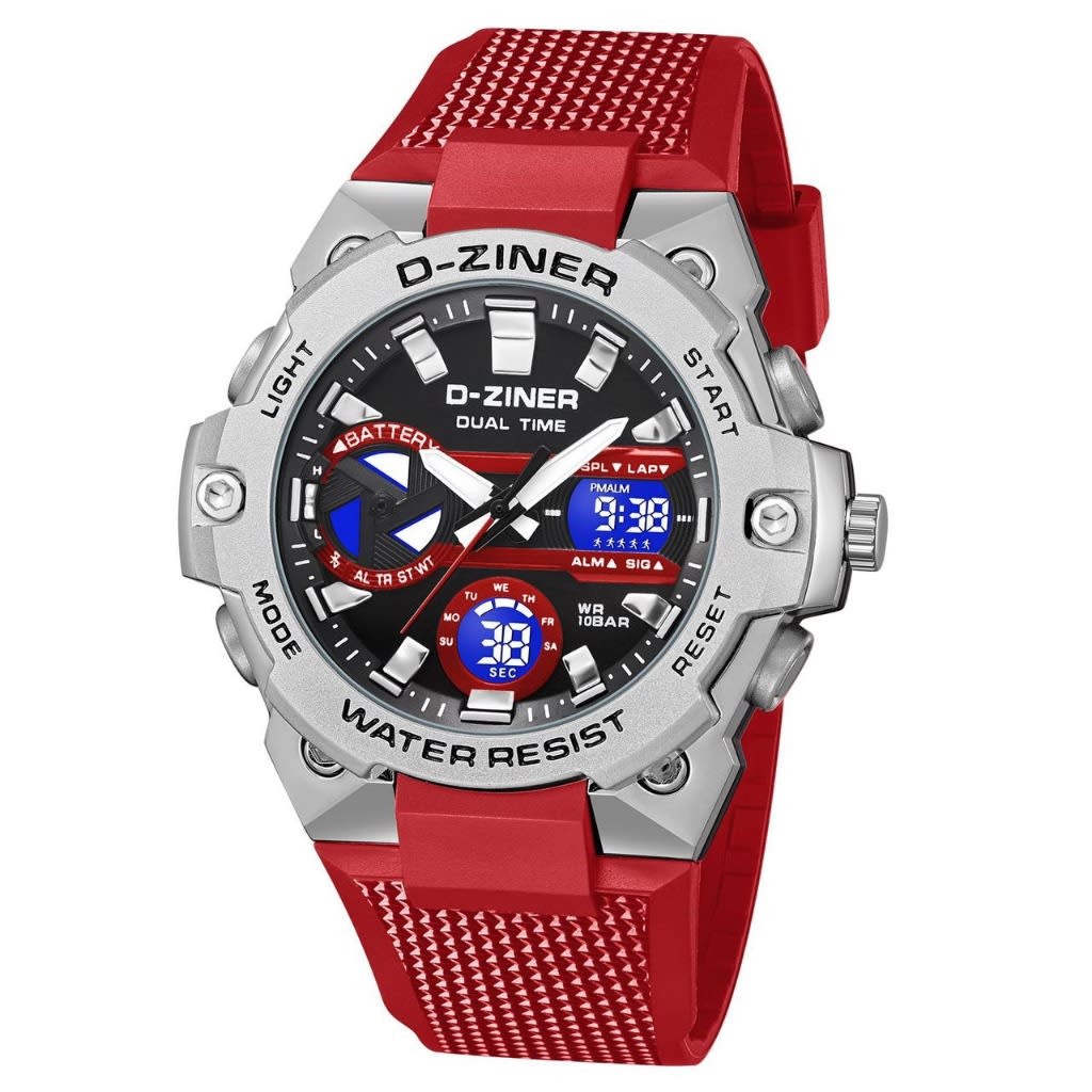 JAM TANGAN PRIA DZINER 8302 DOUBLE TIME WATER RESISTANT 30M di qeong.com