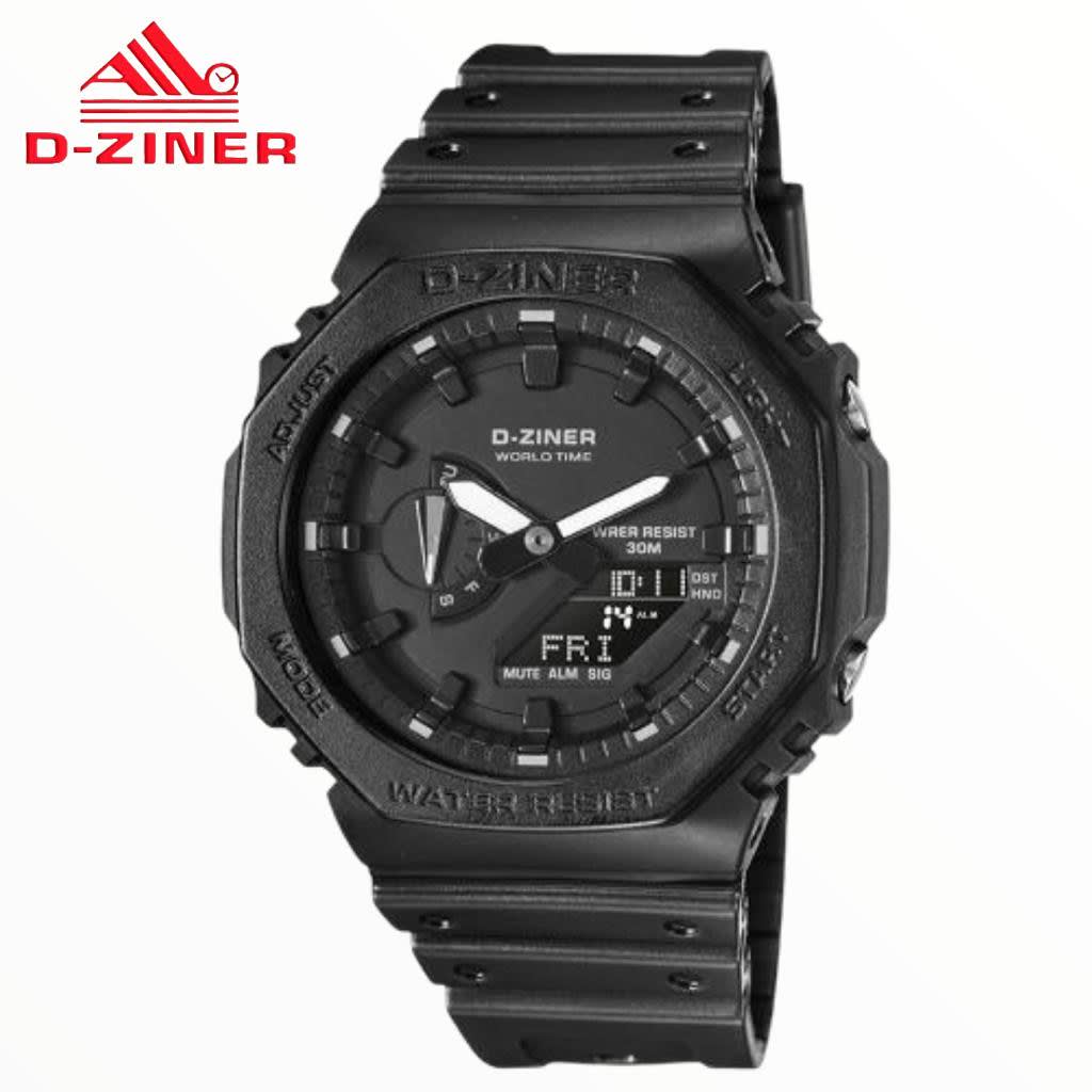 JAM TANGAN PRIA DAN WANITA  DZINER 8287 DOUBLE TIME WATER RESISTANT 30M di qeong.com