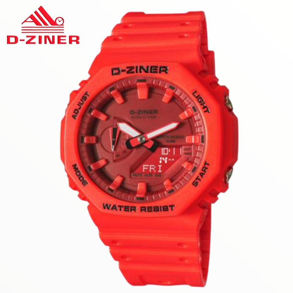 JAM TANGAN PRIA DAN WANITA  DZINER 8287 DOUBLE TIME WATER RESISTANT 30M di qeong.com