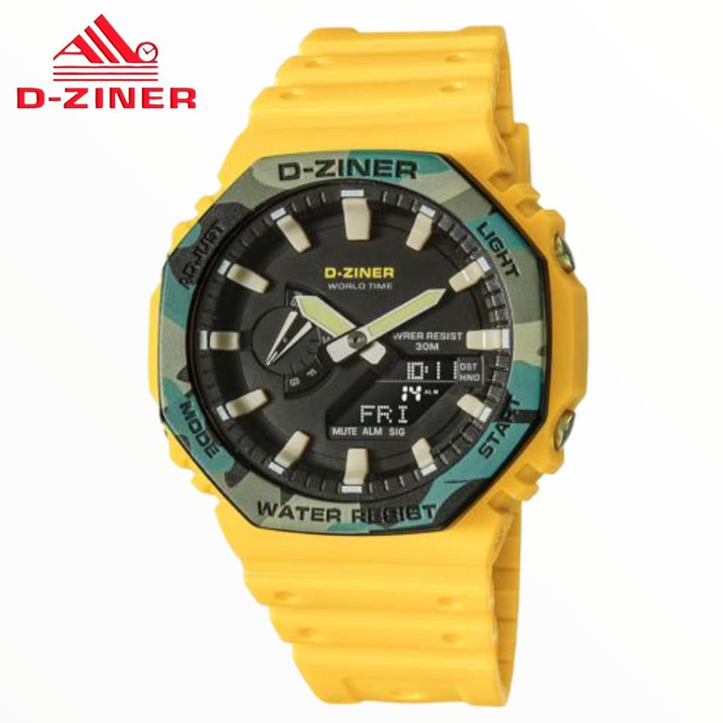 JAM TANGAN PRIA DAN WANITA  DZINER 8287 DOUBLE TIME WATER RESISTANT 30M di qeong.com