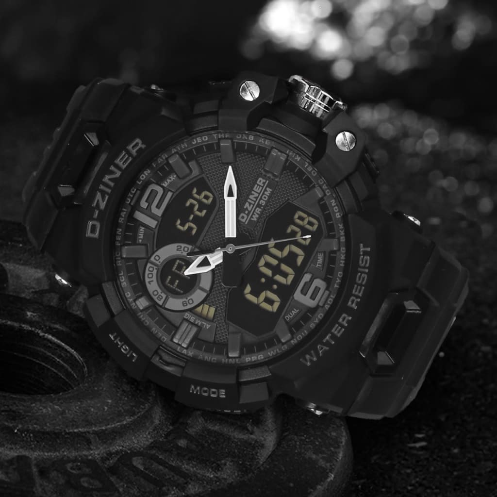 JAM TANGAN PRIA DZINER 8309 DOUBLE TIME WATER RESISTANT 30M di qeong.com