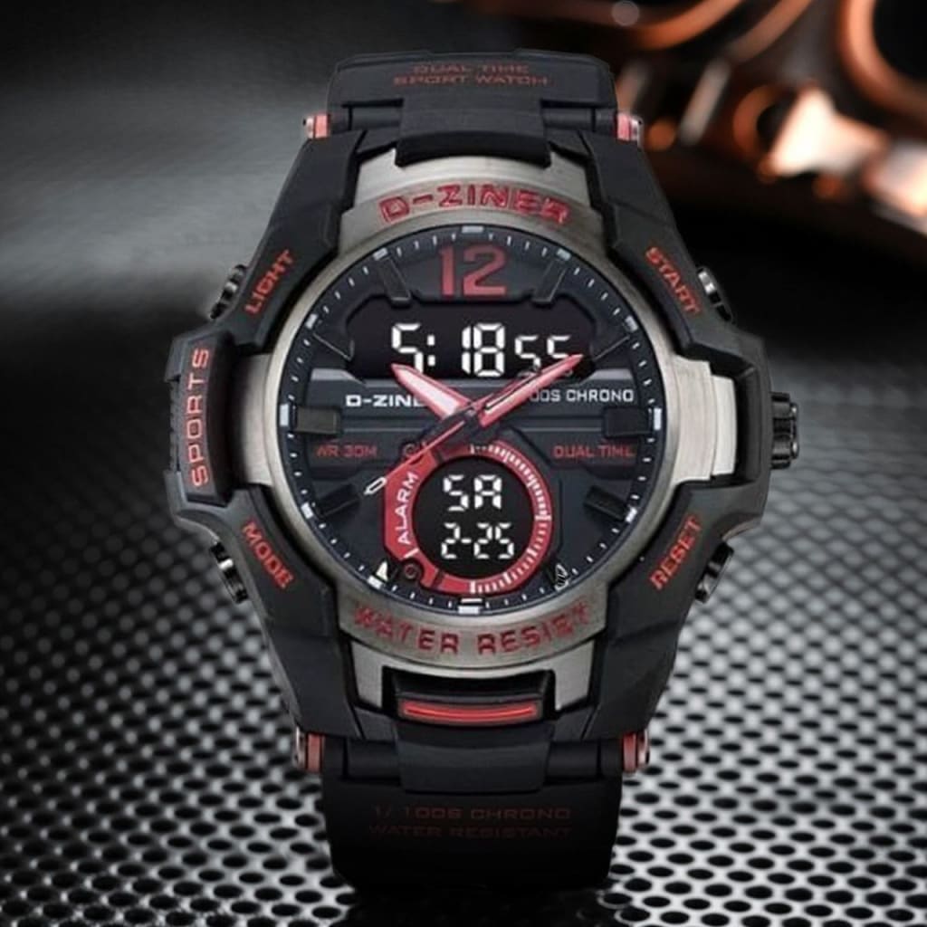 JAM TANGAN PRIA DZINER 8253 DOUBLE TIME WATER RESISTANT 30M di qeong.com