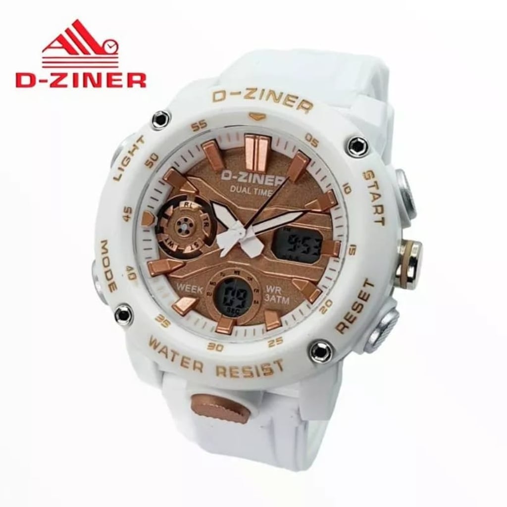 JAM TANGAN PRIA DZINER 8263 DOUBLE TIME WATER RESISTANT 30M di qeong.com