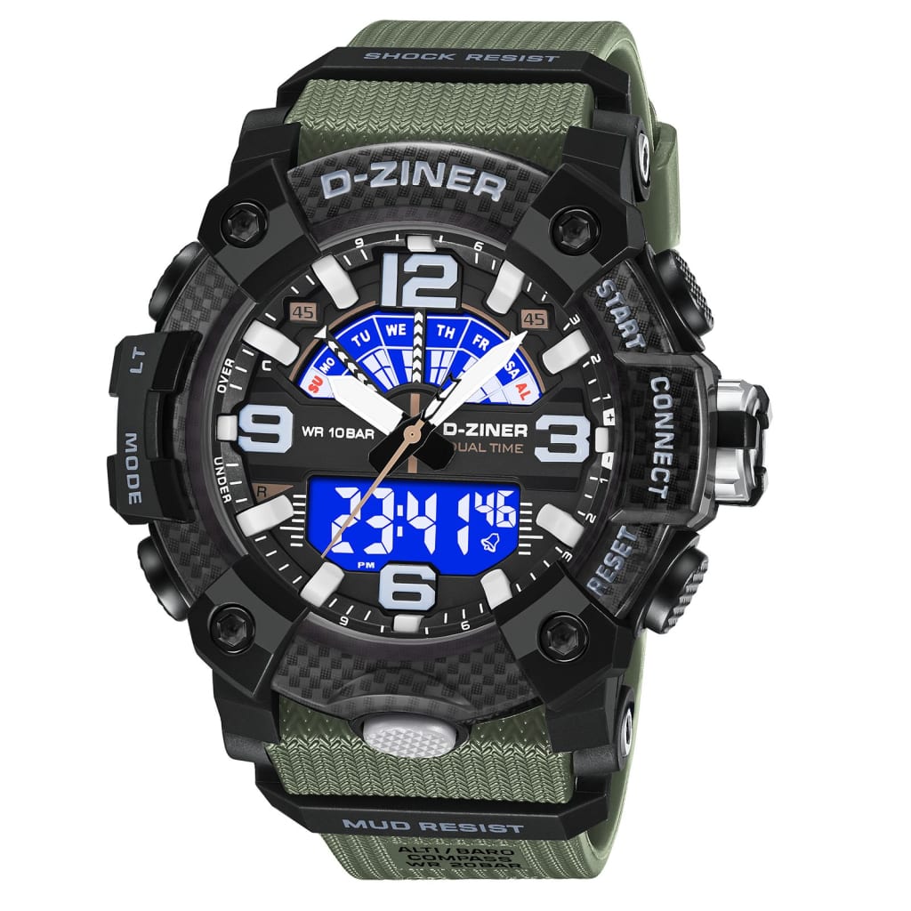 JAM TANGAN PRIA DZINER 8328 DOUBLE TIME WATER RESISTANT 30M di qeong.com