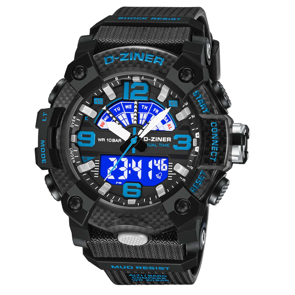 JAM TANGAN PRIA DZINER 8328 DOUBLE TIME WATER RESISTANT 30M di qeong.com