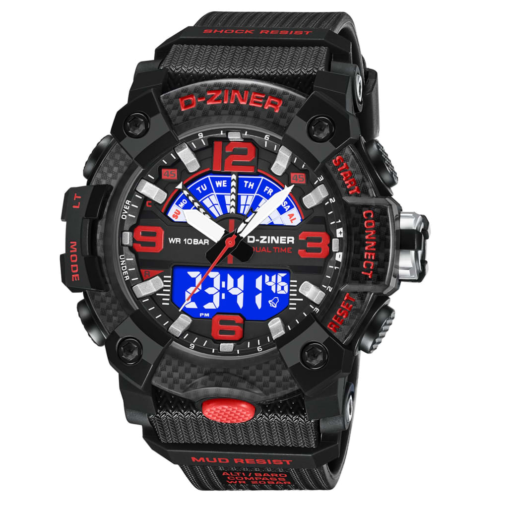 JAM TANGAN PRIA DZINER 8328 DOUBLE TIME WATER RESISTANT 30M di qeong.com