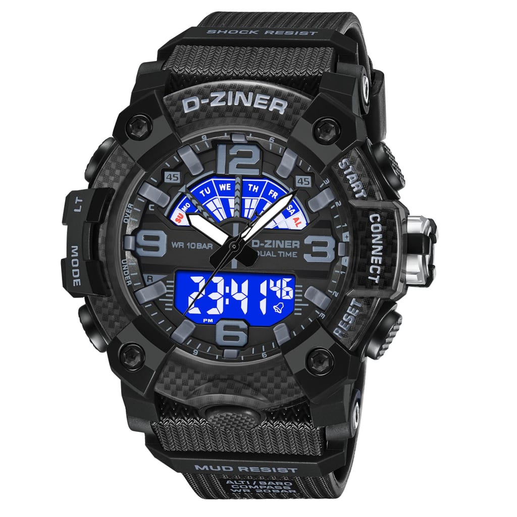 JAM TANGAN PRIA DZINER 8328 DOUBLE TIME WATER RESISTANT 30M di qeong.com