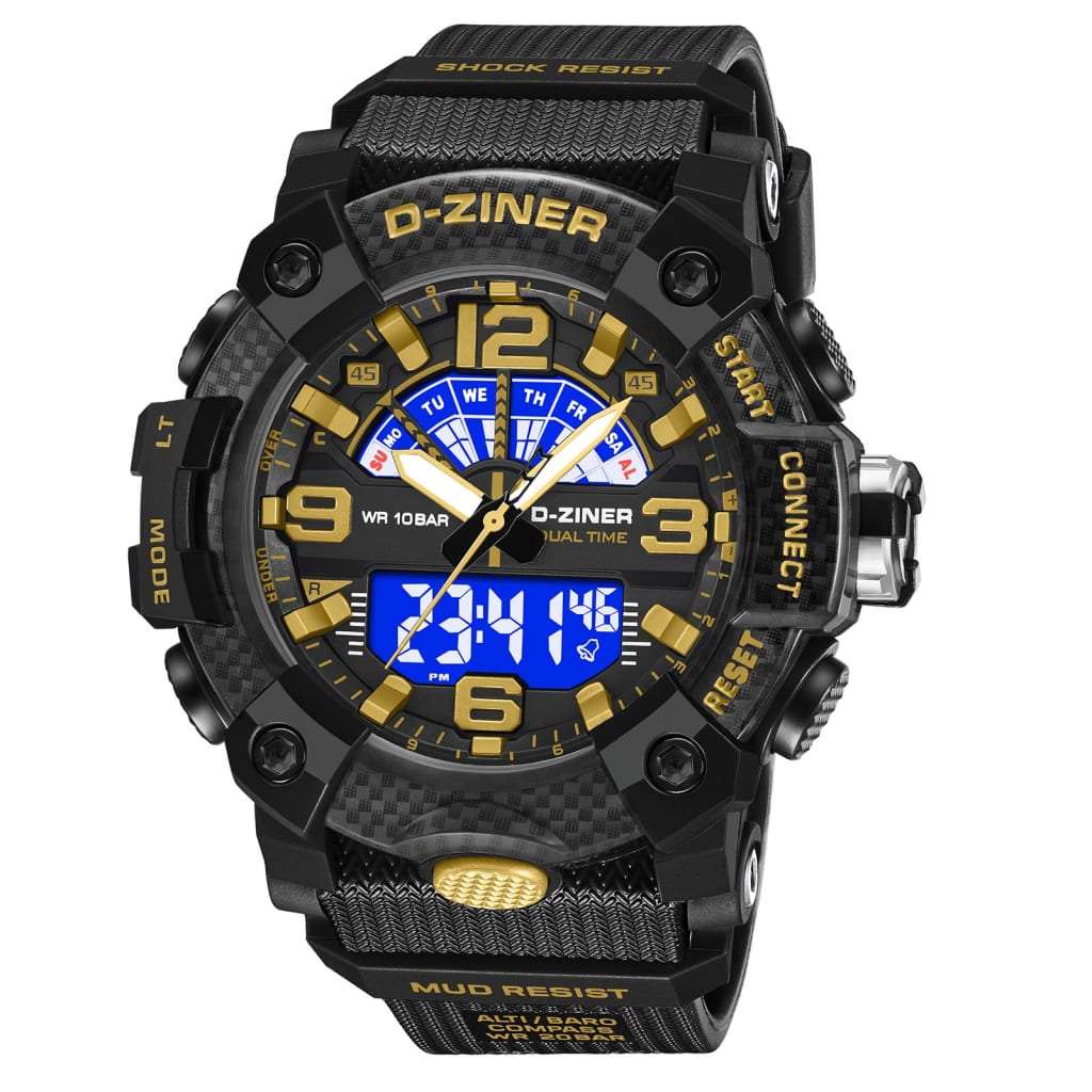 JAM TANGAN PRIA DZINER 8328 DOUBLE TIME WATER RESISTANT 30M di qeong.com