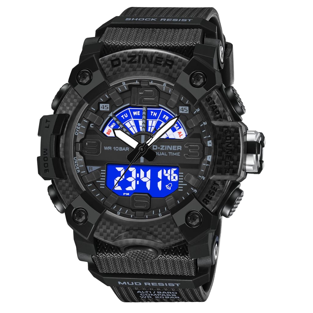 JAM TANGAN PRIA DZINER 8328 DOUBLE TIME WATER RESISTANT 30M di qeong.com