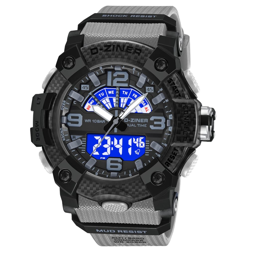 JAM TANGAN PRIA DZINER 8328 DOUBLE TIME WATER RESISTANT 30M di qeong.com