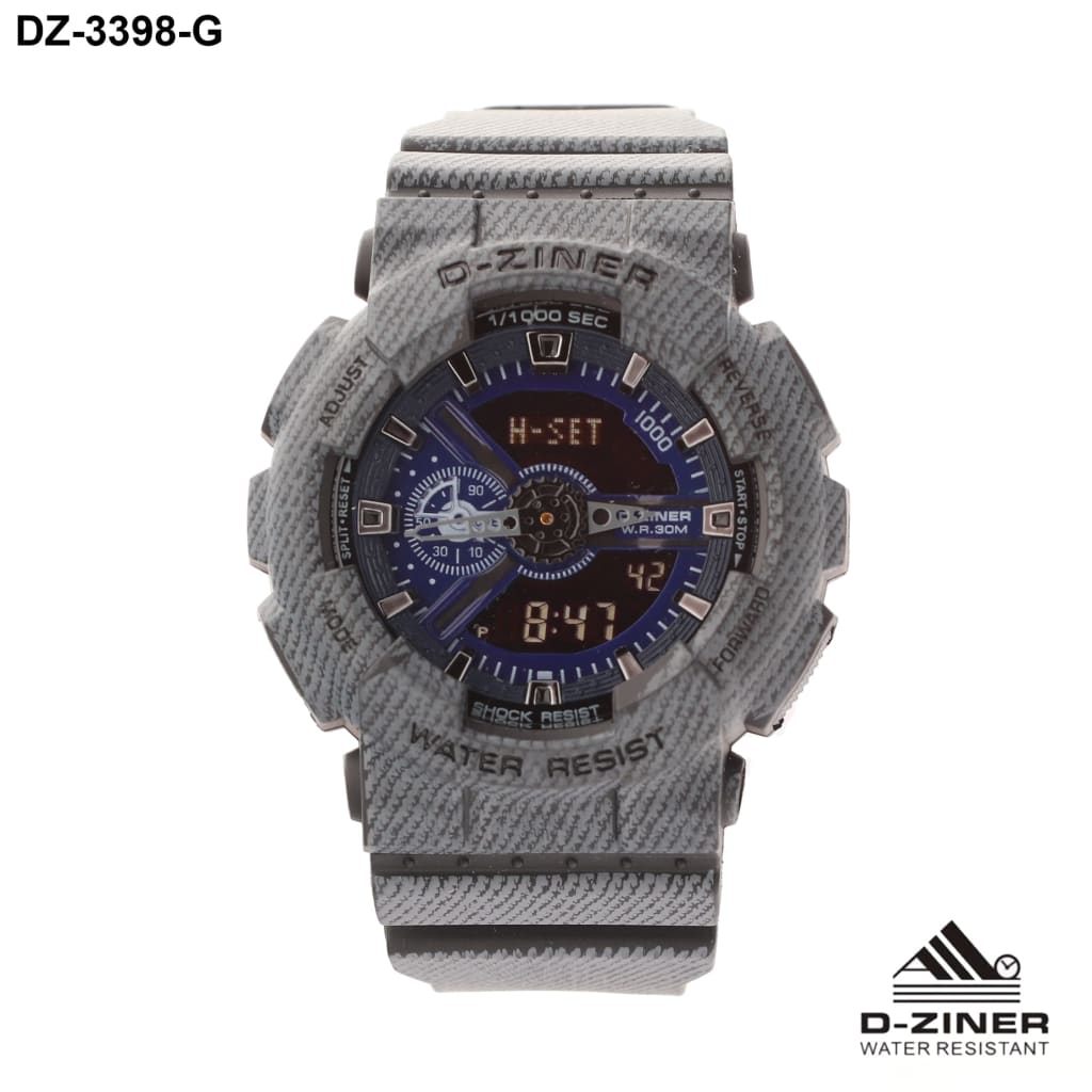 JAM TANGAN PRIA DZINER 3398 DOUBLE TIME WATER RESISTANT 30M di qeong.com