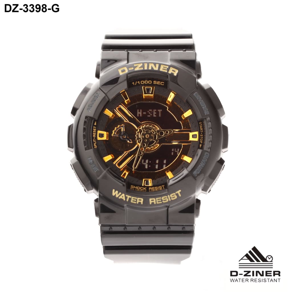 JAM TANGAN PRIA DZINER 3398 DOUBLE TIME WATER RESISTANT 30M di qeong.com