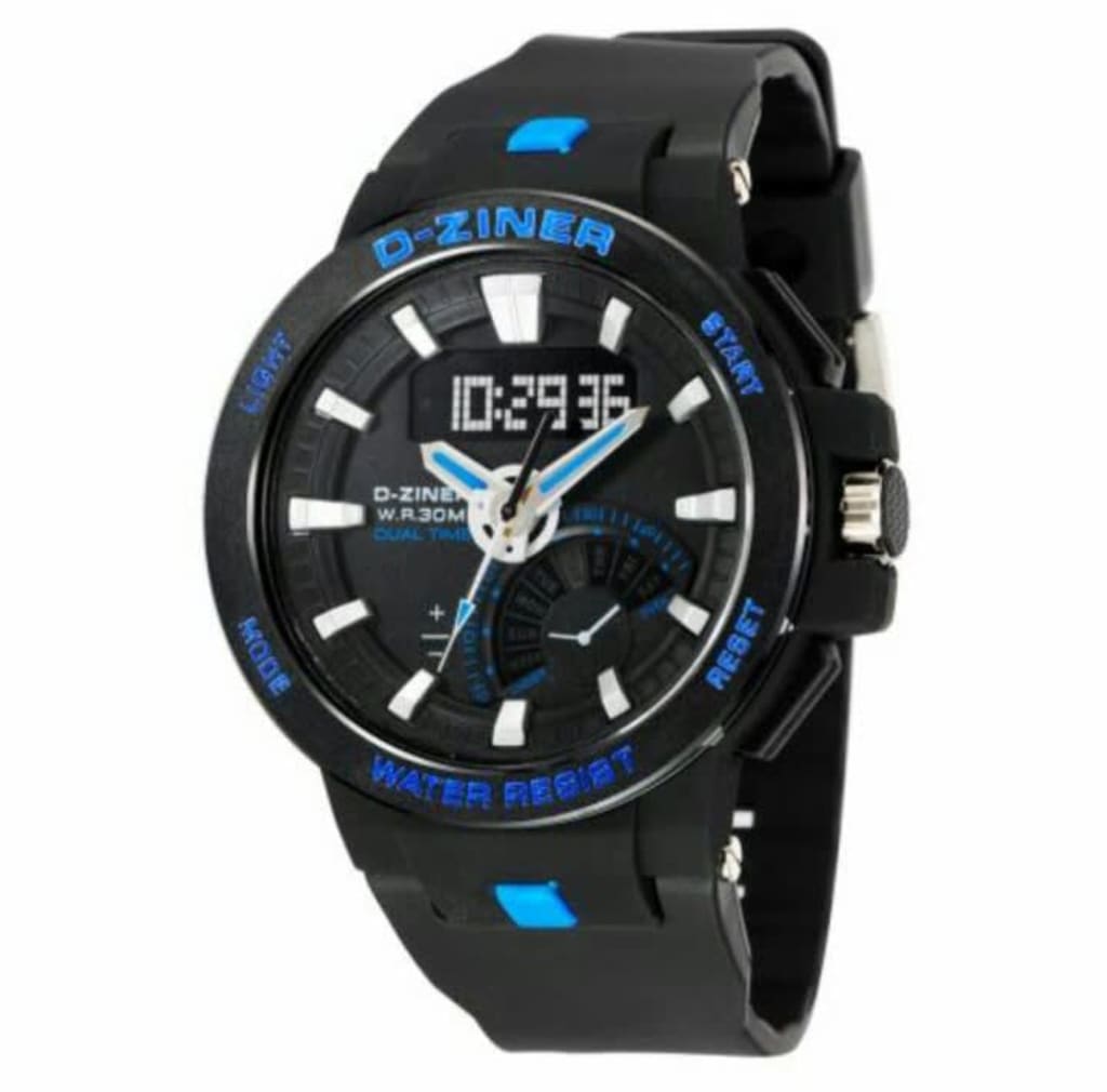 JAM TANGAN PRIA DZINER 8162 DOUBLE TIME WATER RESISTANT 30M di qeong.com