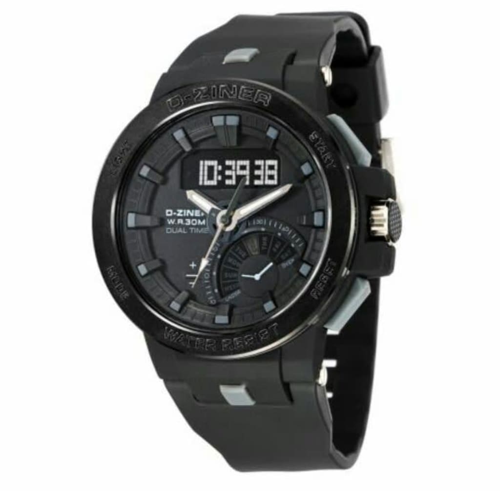 JAM TANGAN PRIA DZINER 8162 DOUBLE TIME WATER RESISTANT 30M di qeong.com