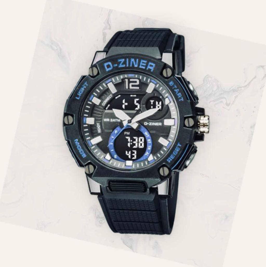 JAM TANGAN PRIA DZINER 8283 DOUBLE TIME WATER RESISTANT 30M di qeong.com