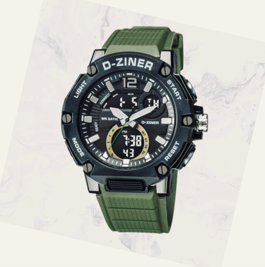 JAM TANGAN PRIA DZINER 8283 DOUBLE TIME WATER RESISTANT 30M di qeong.com