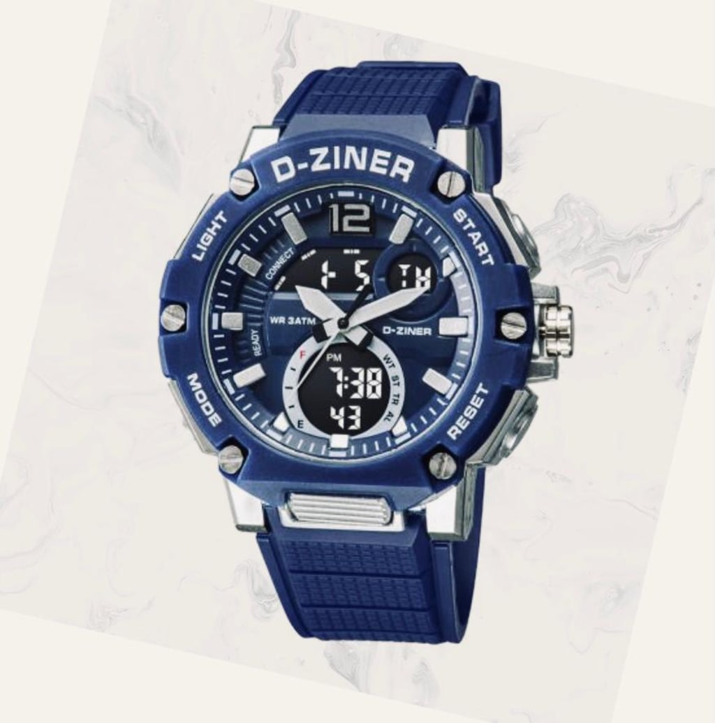 JAM TANGAN PRIA DZINER 8283 DOUBLE TIME WATER RESISTANT 30M di qeong.com