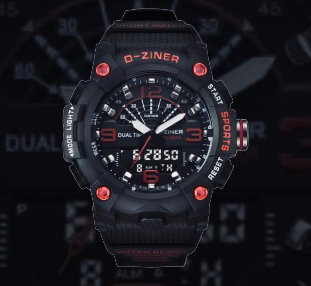 JAM TANGAN PRIA DZINER 8266 DOUBLE TIME WATER RESISTANT 30M di qeong.com