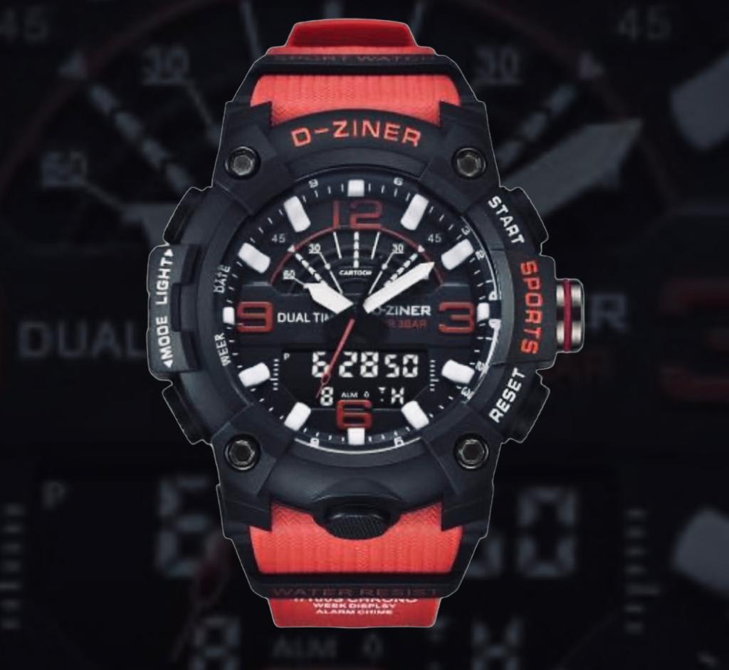 JAM TANGAN PRIA DZINER 8266 DOUBLE TIME WATER RESISTANT 30M di qeong.com