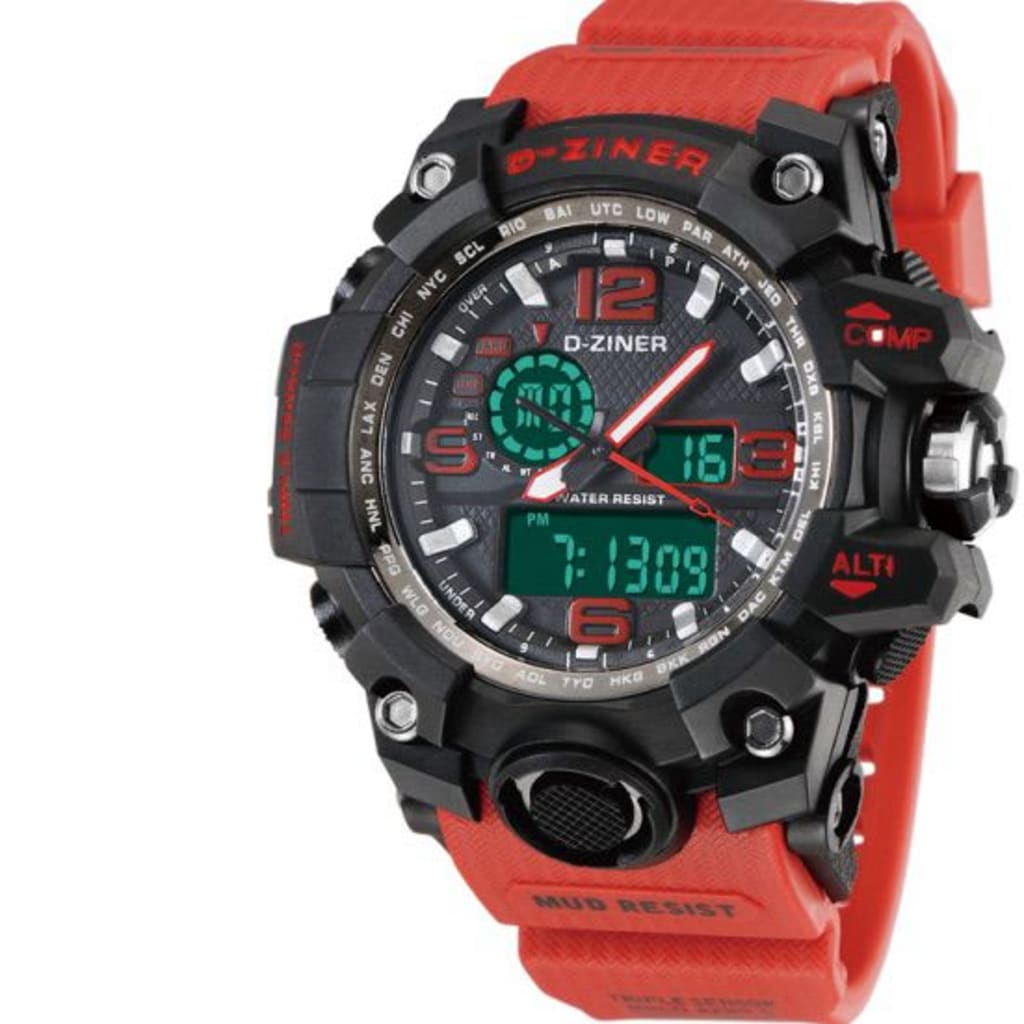 JAM TANGAN PRIA DZINER 8119 DOUBLE TIME WATER RESISTANT 30M di qeong.com