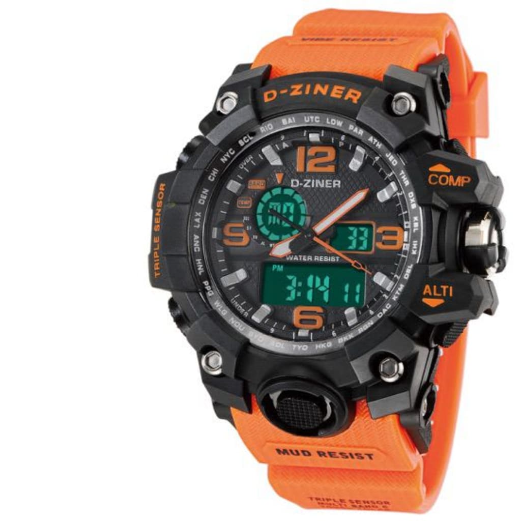 JAM TANGAN PRIA DZINER 8119 DOUBLE TIME WATER RESISTANT 30M di qeong.com