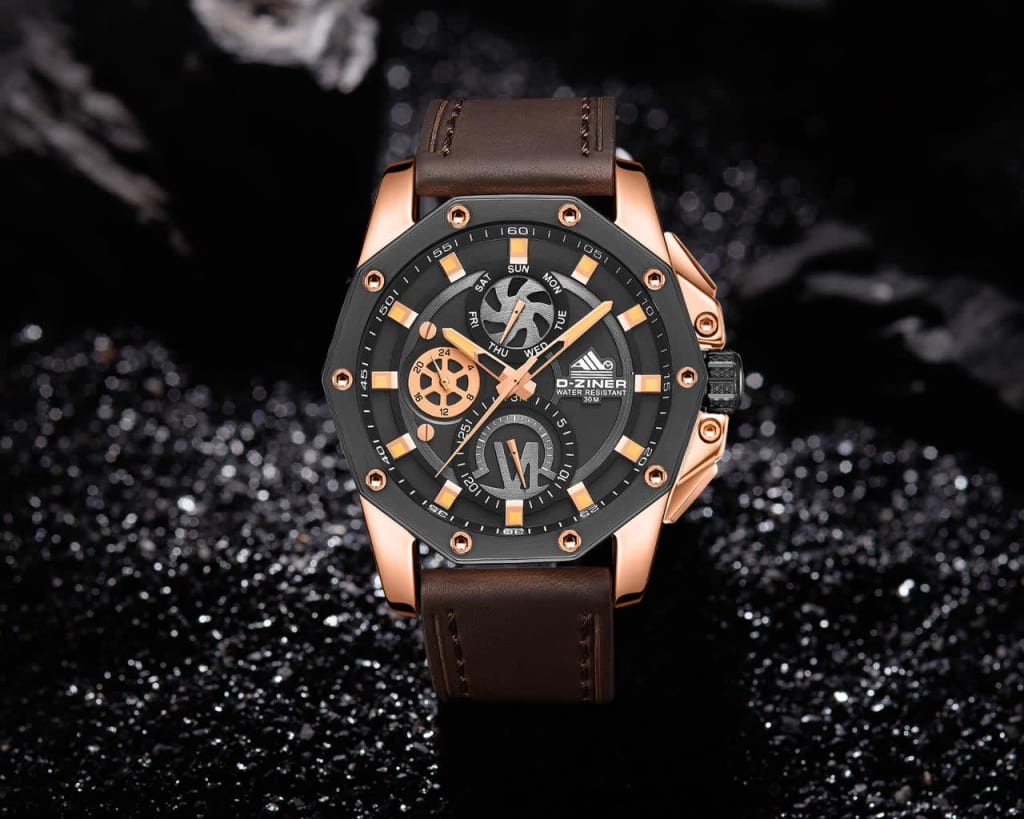 JAM TANGAN PRIA DZINER 9027 CRONOGRAPH WATER RESISTANT 30M di qeong.com