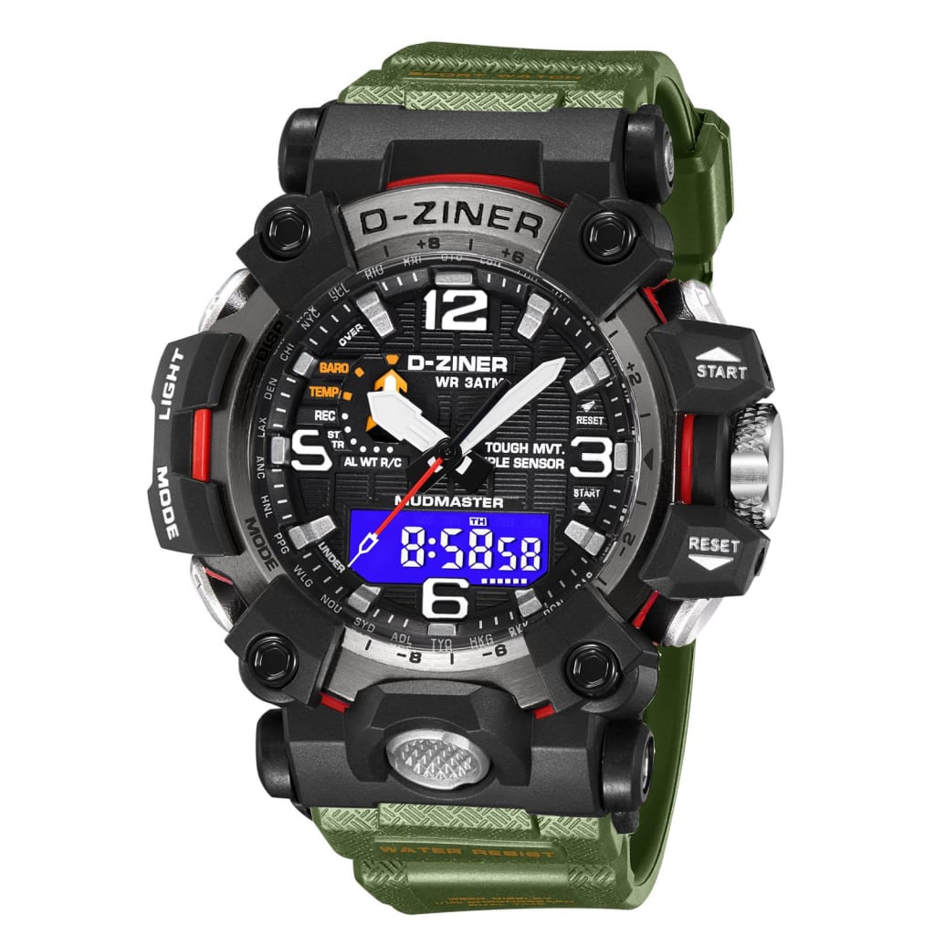 JAM TANGAN PRIA ORIGINAL DZINER 8316 DOUBLE TIME WATER RESISTANT 30M di qeong.com