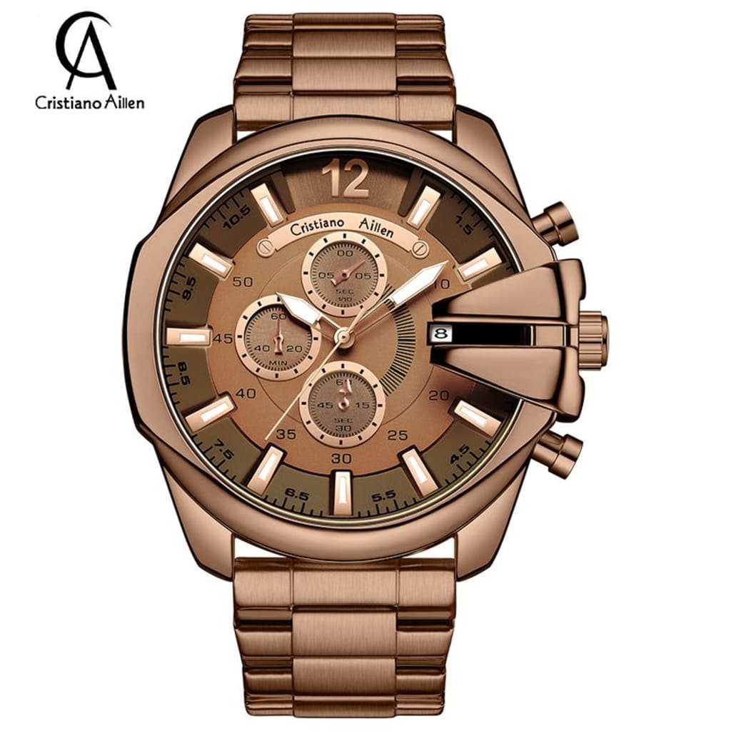 Jam Tangan Pria Cristiano Aillen CA 0832G Quartz Stainless Steel Analog di qeong.com