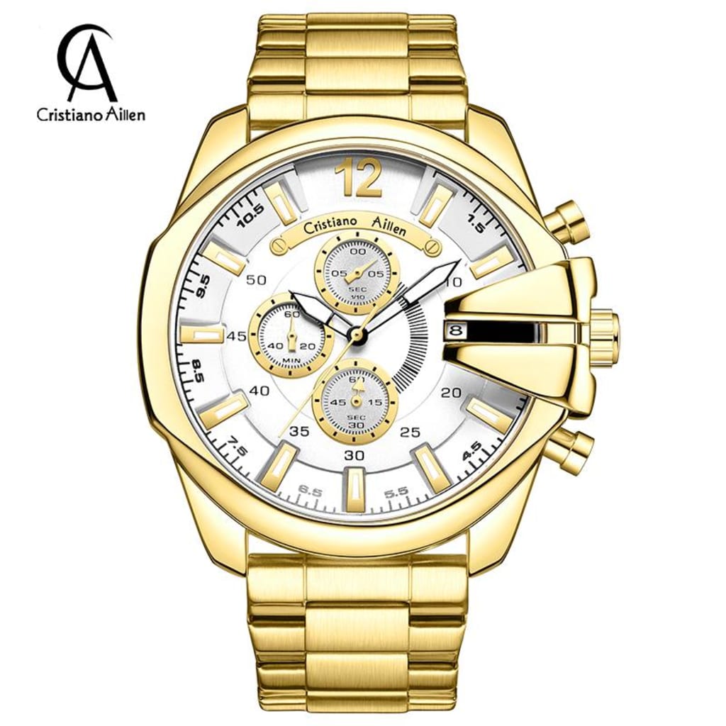 Jam Tangan Pria Cristiano Aillen CA 0832G Quartz Stainless Steel Analog di qeong.com