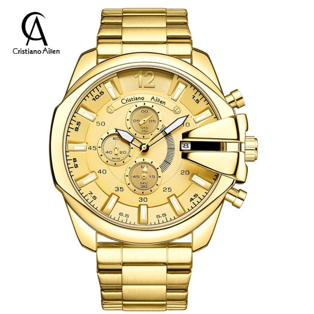 Jam Tangan Pria Cristiano Aillen CA 0832G Quartz Stainless Steel Analog di qeong.com