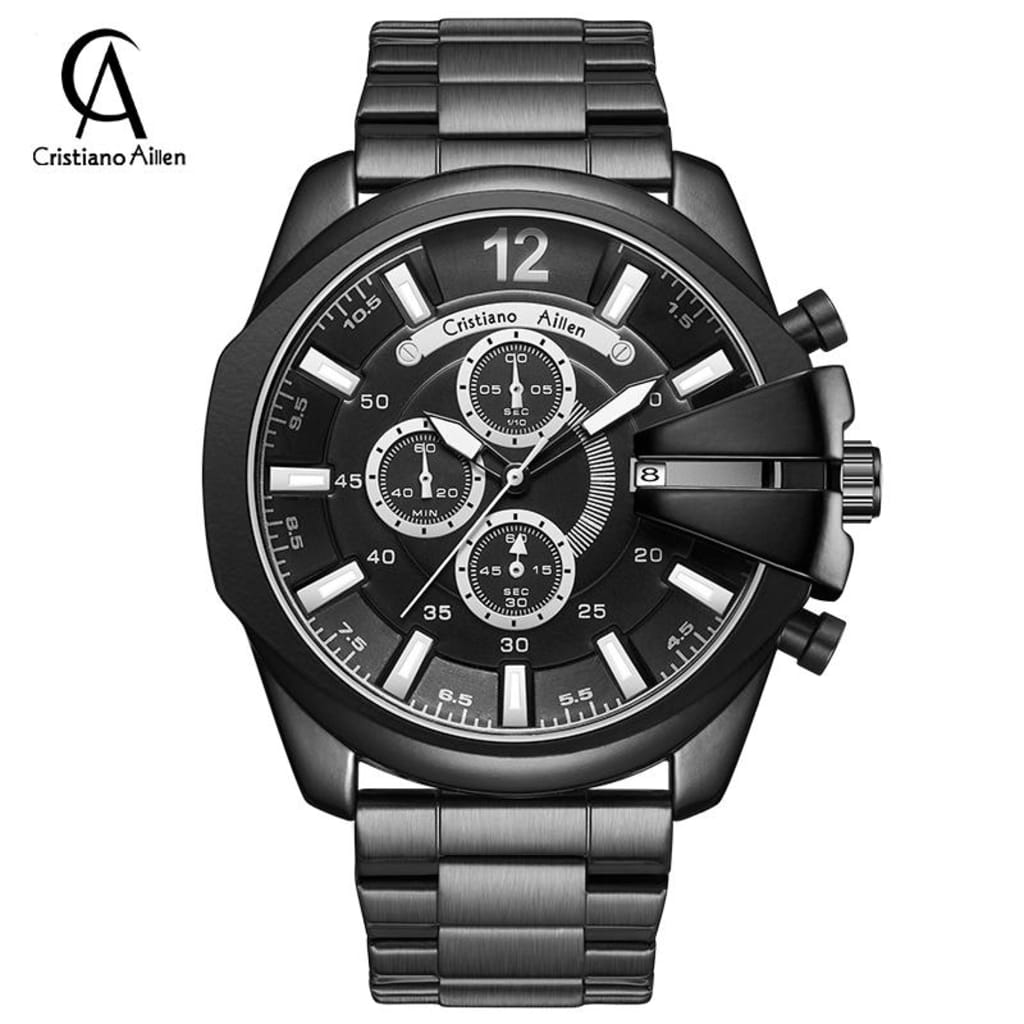 Jam Tangan Pria Cristiano Aillen CA 0832G Quartz Stainless Steel Analog di qeong.com