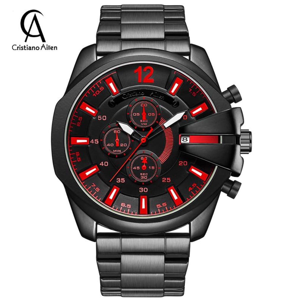 Jam Tangan Pria Cristiano Aillen CA 0832G Quartz Stainless Steel Analog di qeong.com